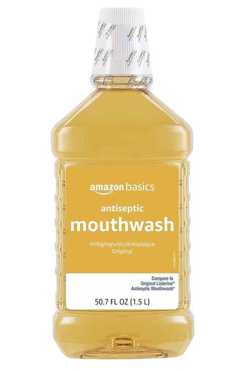 Amazon Basics Antiseptic Mouthwash, Original Flavor, 1.5 Liters, 50.7 Fluid Ounces, 4-Pack (Previously Solimo)