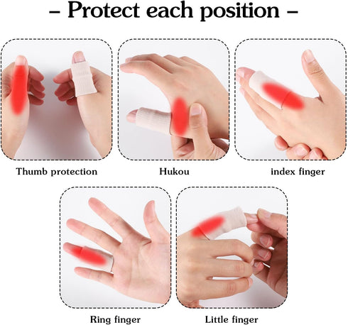 20 PCS Finger Sleeves Protectors, Elastic Thumb Brace Support for Pain Relief, Black and Light Skin Tone