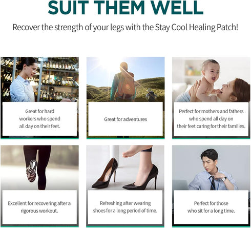 Stay Cool Healing Patch (8ea), Korean Foot Pads for Relaxing, Detoxing Pads, All Natural Herb Remedy for Stress Relief