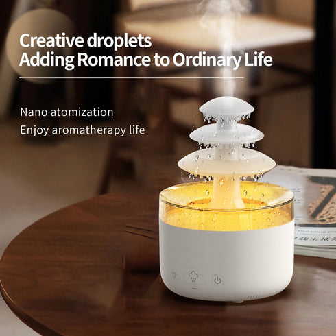 ZORIC 7-Color Office(500ml) Cloud Rain Humidifier & Essential Oil Diffuser with LED Mood Lights, White Noise Rain