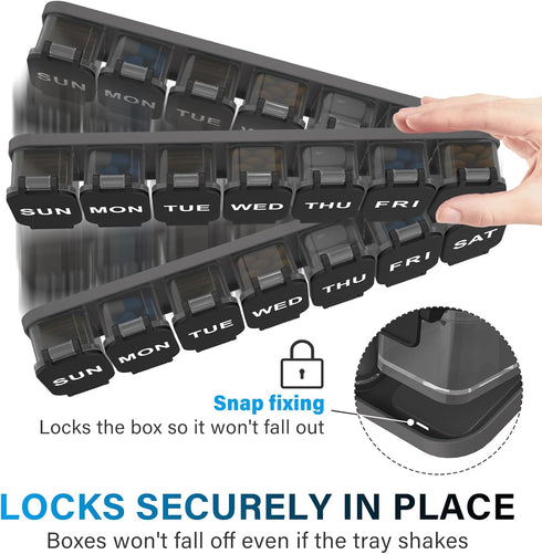 Toollygozz 7 Extra Large Weekly Pill Organizer - XL Vitamin Holder with Detachable Compartments, Portable Medicine Pill