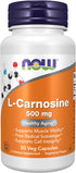 NOW Supplements L-Carnosine 500 mg, 50 Veg Capsules, Healthy Aging