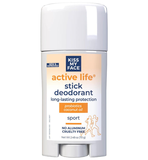 Kiss My Face Active Life Deodorant, Naturally Derived Ingredients, 72 Hour Odor Control, Aluminum Free