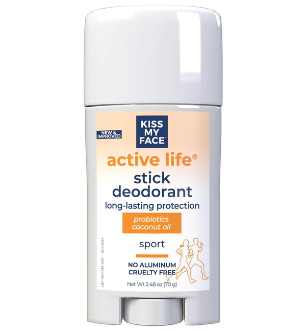 Kiss My Face Active Life Deodorant, Naturally Derived Ingredients, 72 Hour Odor Control, Aluminum Free