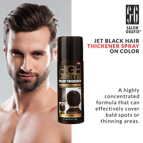 Salon Grafix High Beams Temporary Spray - Color Thickener, Black, Unisex, 2.7 oz Hair Color