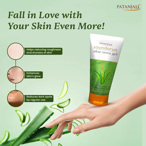Patanjali Aloe Vera Gel 150ml - Saundarya Moisturizer for Oily Skin with Vitamin E