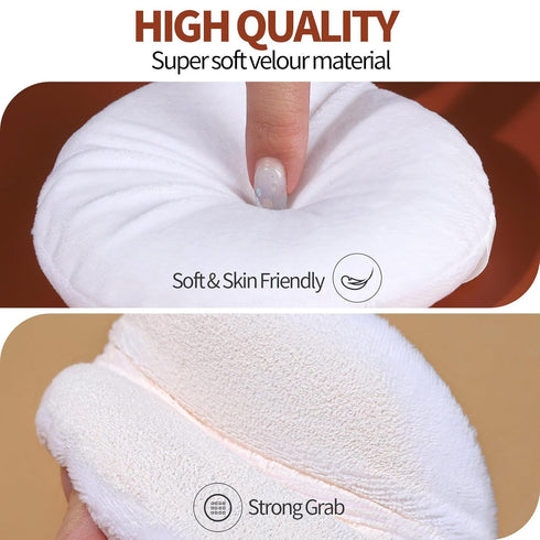 Teenitor 4.13 Inch Ultra Soft Washable Large Round Velour Powder Puff for Body Loose Powder, 4 Pcs