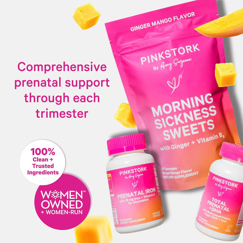 Pink Stork Morning Sickness Sweets, Organic Mango Ginger Candy with Vitamin B6 - 30 Wrapped Drops