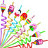 24PCS Reusable Ice Cream Drinking Straws for Kids Birthday Party Favors, Includes 2 PCS Cleaning Brushes (Ice Cream)