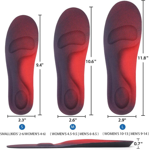Dr. Foot's Arch Support Insoles for Relief from Plantar Fasciitis, Metatarsal and Heel Pain, Medium Size (Women's