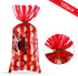 Blulu 100 Pcs Halloween Plastic Carnival Circus Party Treat Bags - Red and White Stripe Printed Clear Cellophane with
