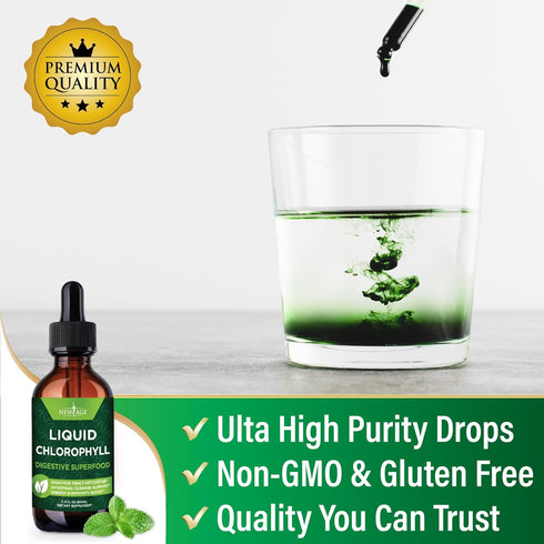 NEW AGE Chlorophyll Liquid Drops - Natural Concentrate for Energy, Digestion, Immune Support, and Liver Function (2 Fl