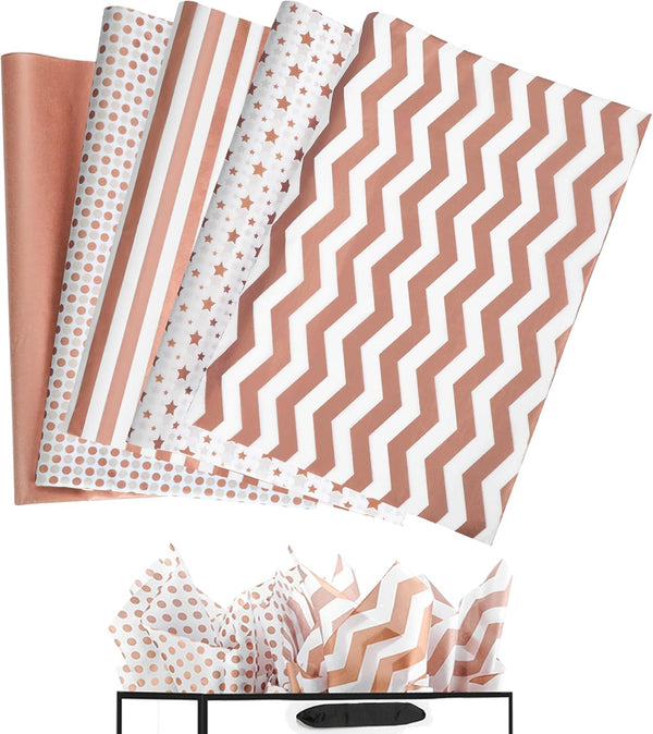 50 Sheets Rose Golden Gift Tissue Paper, 26x20 Inches Bulk for Packing, Birthday, Wedding, Party Decor