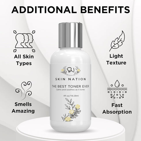 Skin Nation Hydrating Gentle Rosewater Toner - Alcohol-Free, Paraben-Free with Aloe Vera & Chamomile, 5 oz