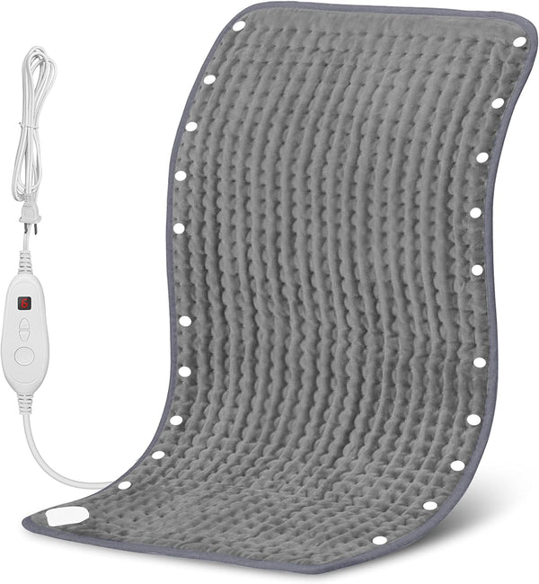 Snailax Heating Pad & Foot Warmer, 17”x33”, Washable Fast Heated Pads for Back Pain Relief, Grey