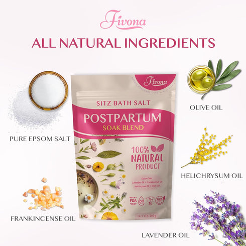 FIVONA Postpartum Soak Blend, Epsom Salt with Essential Oils for Sitz Bath and Perineal Care