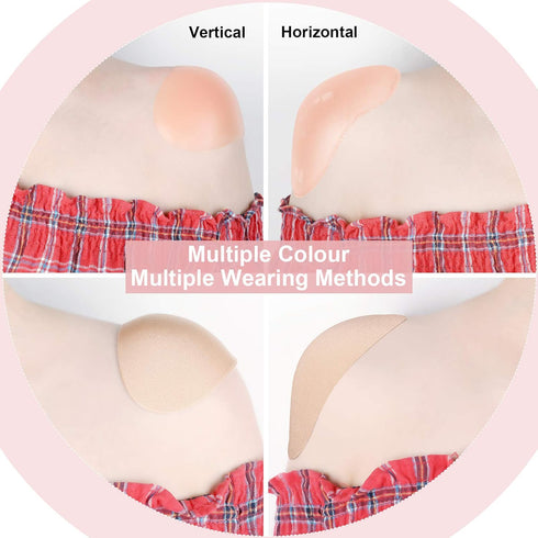 WILLBOND 4 Pairs Women Shoulder Pads, Push Up Soft Adhesive Silicone Anti Slip Enhancer for Clothing (Flesh Color)