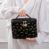 Large Black Cosmetic Bag, Travel Makeup Organizer with Zipper and Handle for Women