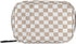 WEVIBOFU Weekly Pill Organizer, Brown White Checkered Pill Case 7 Day Travel Medicine