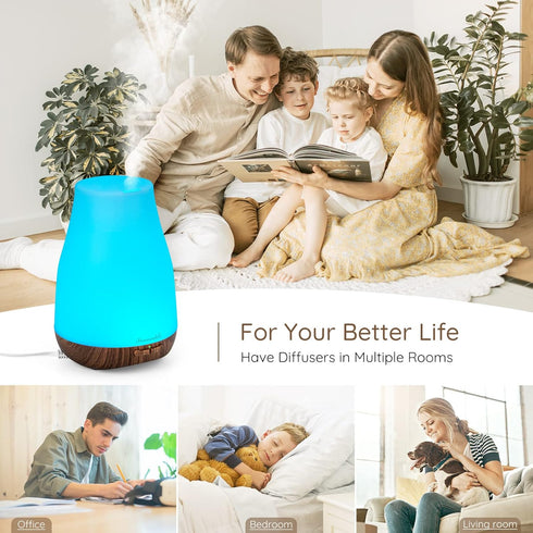 Aromatherapy Essential Oil Diffuser for Room: Air Humidifier Aroma Scent Cool Mist Diffuser Colorful Light Cute Mini Small Waterless Auto Off Ultrasonic Diffusers for Home Bedroom by Homeweeks