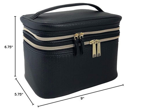 Conair Travel Makeup Bag, Large Toiletry and Cosmetic Bag, Five Piece Train Case Set in Black