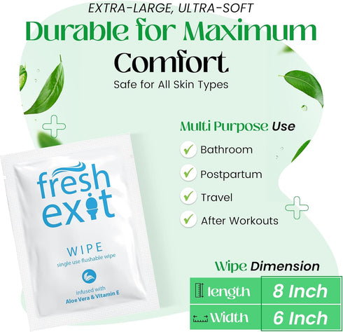 Flushable Wipes for Adults – 36 Individually Wrapped Biodegradable Wet Wipes, Travel Size, Hypoallergenic