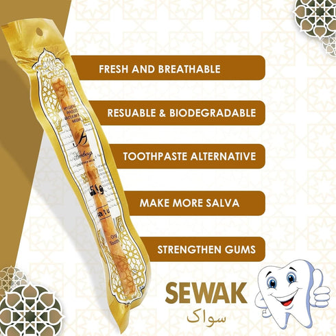 Natural Miswak, All Natural Traditional Tooth Brush for Oral Health, Hygiene, Fresh Breath, Vacuum Sealed (Pack of 12)