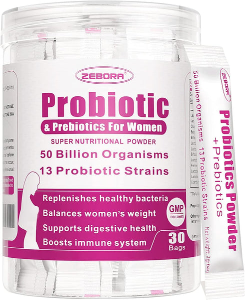Probiorics for Women Probiotics Powder, 50 Billion CFUs, 13 Strains, Prebiotics for Digestive & Immune Health, 30-Day