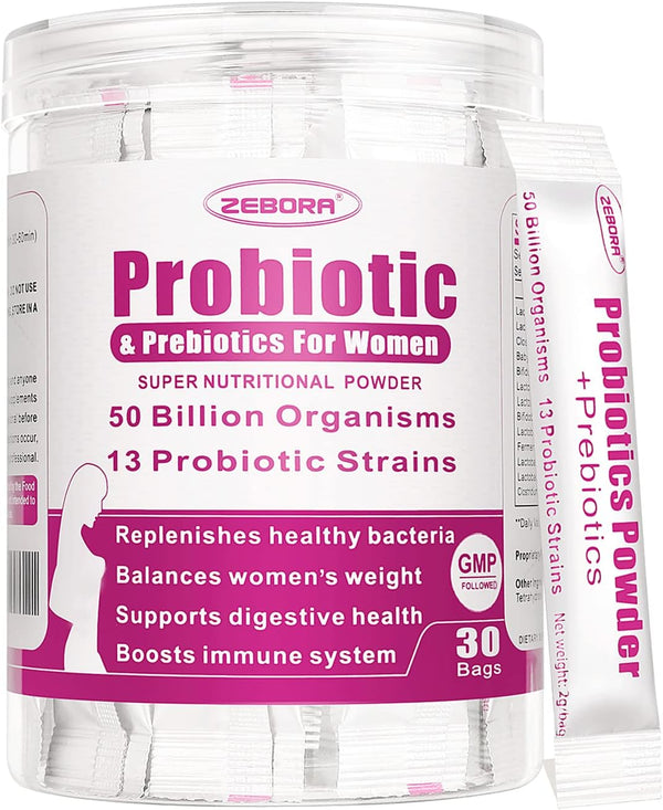 Probiorics for Women Probiotics Powder, 50 Billion CFUs, 13 Strains, Prebiotics for Digestive & Immune Health, 30-Day