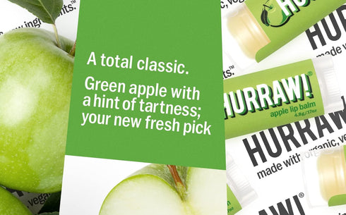 Hurraw! Apple Lip Balm, Organic, Certified Vegan, Cruelty Free, Non-GMO, 100% Natural Ingredients