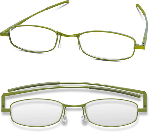 IF Compact Lenses Readers Slim Flat-Folding Unisex Reading Glasses, Olive