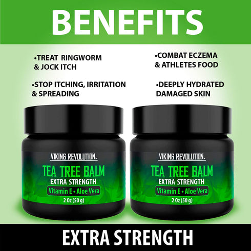 Viking Revolution Tea Tree Oil Cream - Super Balm for Athletes Foot, Eczema, and Nail Treatment (2 Ounce)