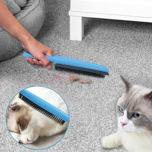 Landhope Fur Remover Broom, Rubber Broom with Squeegee Long Handle, 50 inches Sweeping Rug Brush