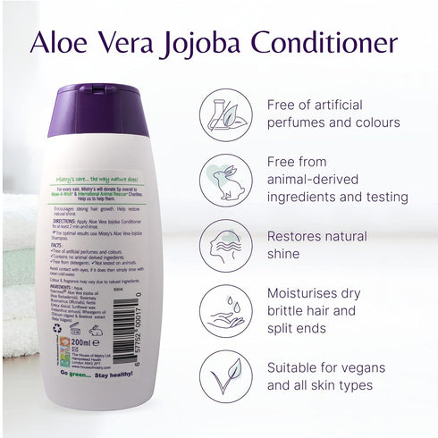 Mistry's Aloe Vera Jojoba Conditioner 200ml - Gentle, Strengthening & Nourishing Natural Hair Care