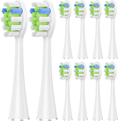 Proflex 10 Pack Replacement Brush Heads Compatible with AquaSonic Black Series, Vibe Series, Duo Series Pro (White)