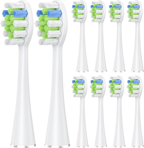 Proflex 10 Pack Replacement Brush Heads Compatible with AquaSonic Black Series, Vibe Series, Duo Series Pro (White)