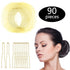Zonon Bun Hair Nets Set - 50Pcs Invisible Elastic Edge Mesh and 40Pcs U Shaped Pins for Ballet and Sleeping