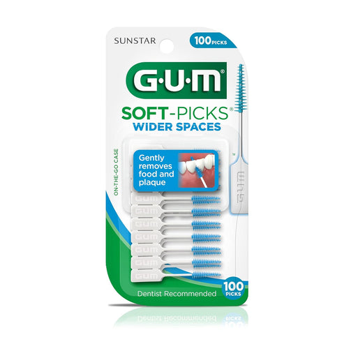 GUM Soft-Picks Wide Space, Easy to Use Dental Picks for Teeth Cleaning, Dentist Recommended, 100ct (3pk)