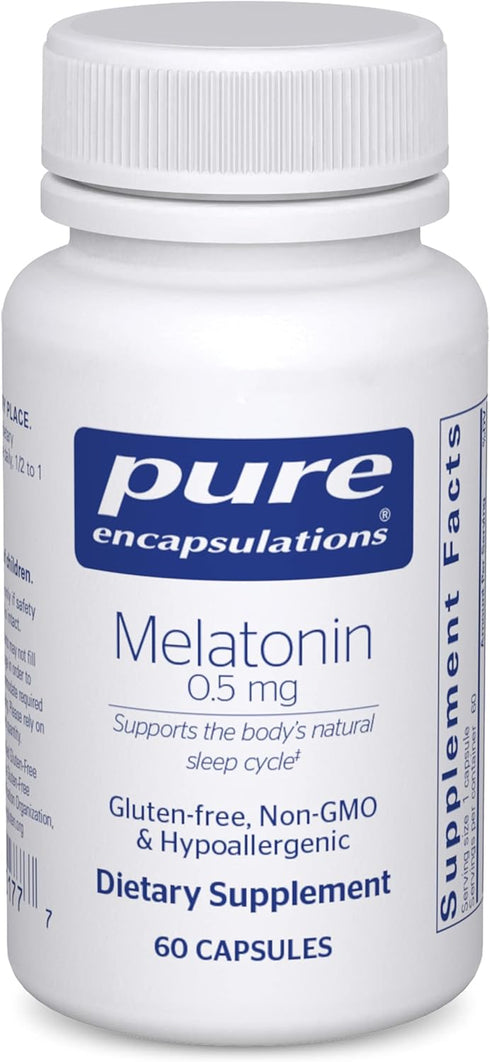 Pure Encapsulations Melatonin 0.5 mg, Vegan Sleep Supplement, 60 Capsules for Sleep-Wake Cycle Regulation