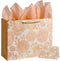 SUNCOLOR Large Gift Bag Set with Tissue Paper and Card, Rose Gold, 13W x 10.2H x 4.7D inches for Wedding, Birthday,