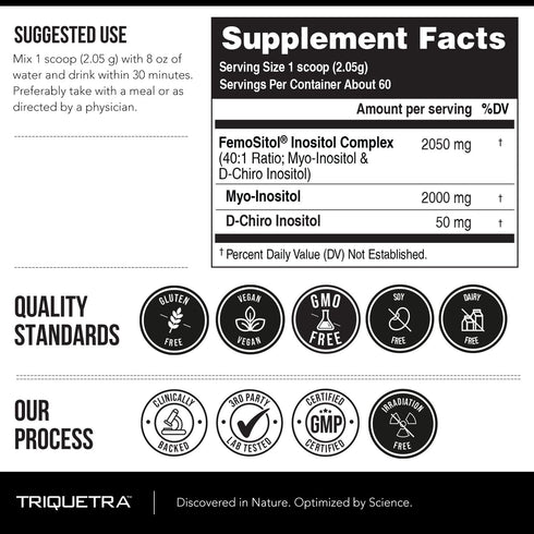 FemoSitol Inositol Powder | Myo-Inositol & D-Chiro Inositol Complex - Clinically Proven 40:1 Ratio (Vitamin B8) |