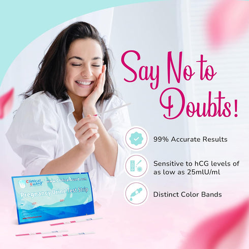 Clinical Guard 100 Pregnancy Test Strips - Sensitive & Accurate Measurement, Easy Home Tests