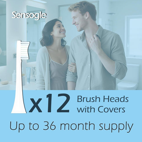 Sensogle 1100 6500, 12 Pack Replacement Brush Heads Sensitive Compatible with Philips Sonicare Toothbrush Soft