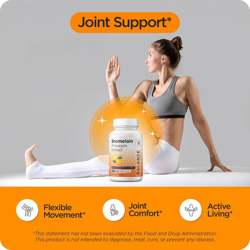 Balancebreens Bromelain 500mg Capsules - 2400 GDU Pineapple Extract Supplement for Joint Support (180 Capsules)