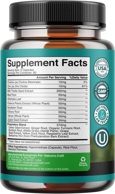 Liver Cleanse Detox & Repair Formula - 120 Capsules - Herbal Liver Support with Milk Thistle, Turmeric, Dandelion Root