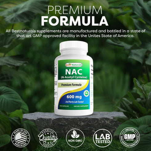 Best Naturals NAC - N Acetyl Cysteine 600 mg, 250 Capsules, Powerful Antioxidant