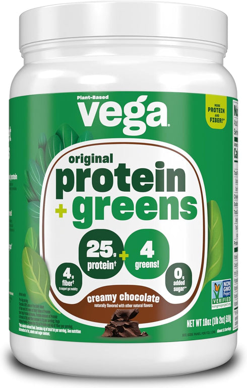 Vega Protein and Greens Protein Powder - Creamy Chocolate, 11 Servings, 25g Plant Based Protein, Vegan, Non-GMO
