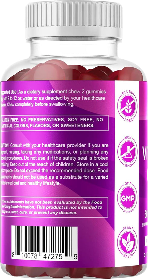 Vitamatic 2 Packs Vitamin B6 100mg - 60 Pectin Based Gummies - Berry Flavor - Nervous System Support