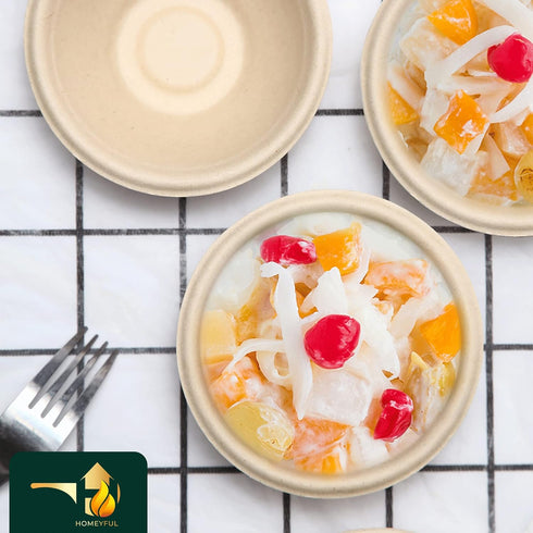 Disposable Paper Bowls, 100pack 8oz Compostable Paper Bowls for Condiments, Ice Cream, Dessert