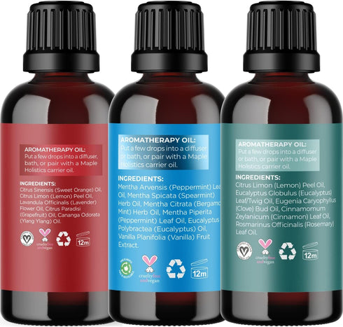 Set Maple Holistics Essential Oils - Relaxing Essential Oil Blends for Diffuser with Mint and Citrus Essential Oils